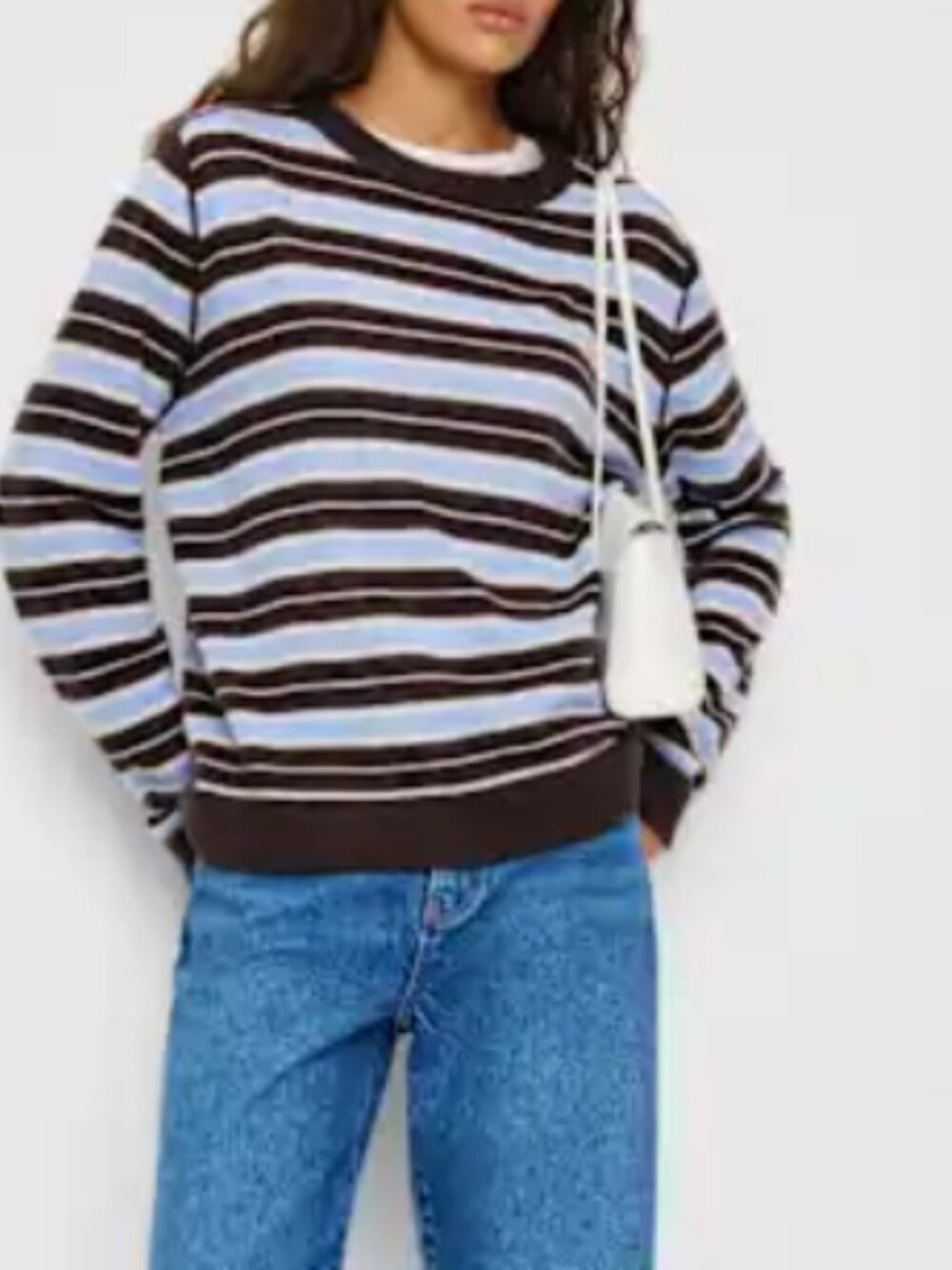EUC Reformation M recycled Cashmere Boyfriend Sweater in Ice Water Multi Stripe